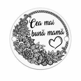 Bănuț conector Cea mai bună mamă argint 925, 16.5mm E2092