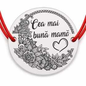 Brățară argint 925 Cea mai bună mamă cu flori, șnur reglabil — cadou B-E2092