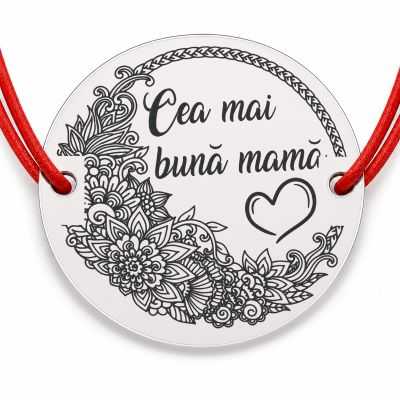 Brățară argint 925 Cea mai bună mamă cu flori, șnur reglabil — cadou B-E2092