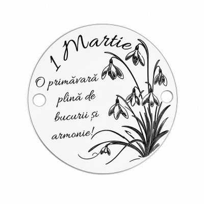 Bănuț conector 1 Martie cu ghiocei argint