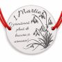 Brățară argint 925 cu ghiocei și mesaj de 1 Martie, șnur reglabil — mărțișor B-E2093
