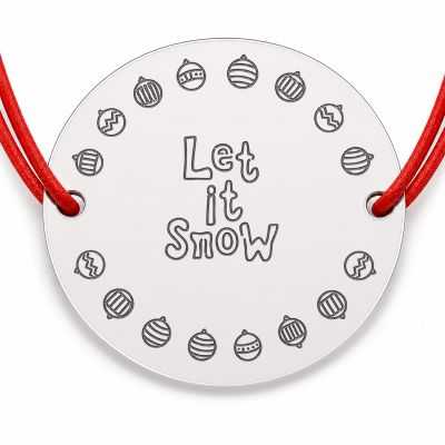 Brățară argint 925 Let it Snow cu globuri, șnur reglabil — cadou B-E0992