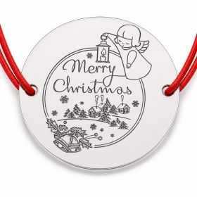 Brățară argint 925 Merry Christmas cu înger, șnur reglabil — cadou B-E0990