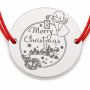 Brățară argint 925 Merry Christmas cu înger, șnur reglabil — cadou B-E0990