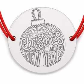 Brățară argint 925 Christmas Happy New Year, șnur reglabil — cadou B-E0972