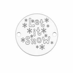 Element brățară Let it Snow din argint 925, tăbliță rotundă gravată cu fulgi de nea 16.5 mm E1025