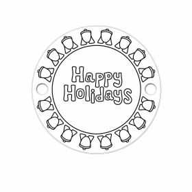 Element brățară Happy Holidays din argint 925, tăbliță rotundă gravată cu clopoței 16.5 mm E1029