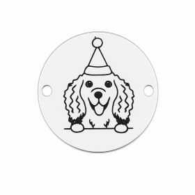 Element brățară cățel Cocker Spaniel de Crăciun din argint 925, bănuț gravat laser 16.5 mm E1766