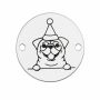 Element brățară cățel buldog de Crăciun din argint 925, bănuț gravat laser 16.5 mm E1772