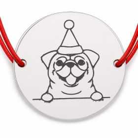 Brățară argint 925 cu buldog festiv, șnur reglabil B-E1772