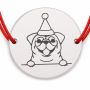 Brățară argint 925 cu buldog festiv, șnur reglabil B-E1772