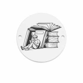 Bănuț cu cărți din argint 925, model cititor 16.5mm E1818