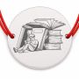 Brățară argint 925 cu bănuț cititor și cărți, șnur reglabil B-E1818