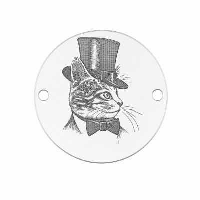 Medalion pisică cu joben din argint 925 16.5mm E1659-GS