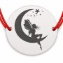 Brățară argint 925 cu bănuț zână pe semilună, șnur reglabil — cadou magic B-E1668