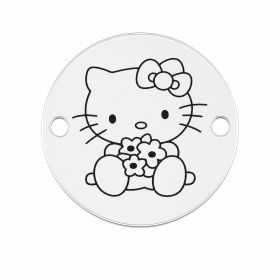 Bănuț Hello Kitty cu flori din argint 925 12mm E1849-G