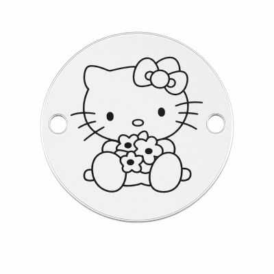 Bănuț Hello Kitty cu flori din argint 925 12mm E1849-G