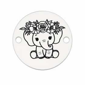 Bănuț elefănțel cu flori din argint 925 12mm E1854-GS