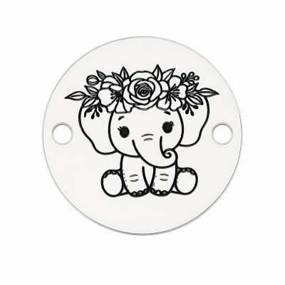 Bănuț elefănțel cu flori din argint 925 12mm E1854-GS