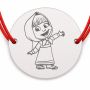 Brățară argint 925 cu bănuț fetiță cu batic, șnur reglabil — cadou copii B-E1655