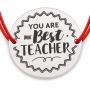 Brățară argint 925 Best Teacher, șnur reglabil — cadou profesor B-E0406