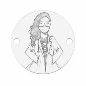 Pandantiv bănuț argint 925 asistentă medicală, gravură laser 16.5mm E1832