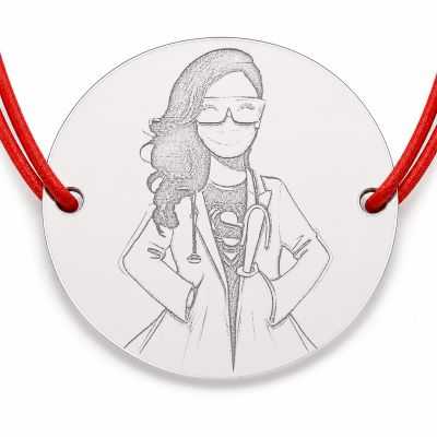 Brățară argint 925 asistentă medicală, șnur reglabil — cadou B-E1832