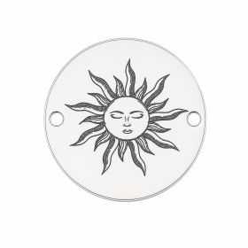 Bănuț argint 925 soare cu chip gravat, conector 16.5mm E1806 GS
