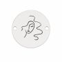 Element brățară chip feminin line art din argint 925, bănuț gravat 12 mm E1371