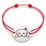 Brățară argint 925 cu cățeluș Puppy, șnur reglabil — cadou iubitori câini B-E1658