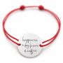 Brățară argint 925 Happiness is Dog Kisses & Coffee, șnur reglabil B-E1768
