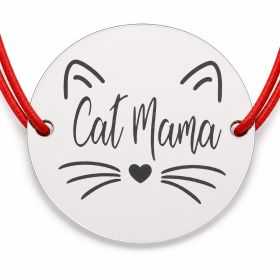 Brățară argint 925 Cat Mama, șnur reglabil — cadou iubitoare pisici B-E1769