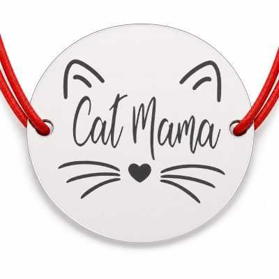 Brățară argint 925 Cat Mama, șnur reglabil — cadou iubitoare pisici B-E1769