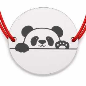Brățară argint 925 cu bănuț urs panda, șnur reglabil — cadou pentru iubitorii de animale B-E1251