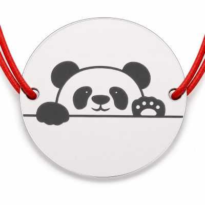Brățară argint 925 cu bănuț urs panda, șnur reglabil — cadou pentru iubitorii de animale B-E1251