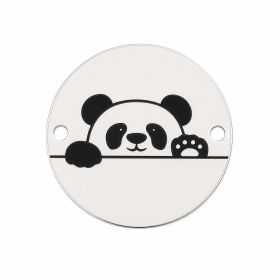 Charm brățară urs panda din argint 925, gravură laser 16.5 mm E1251