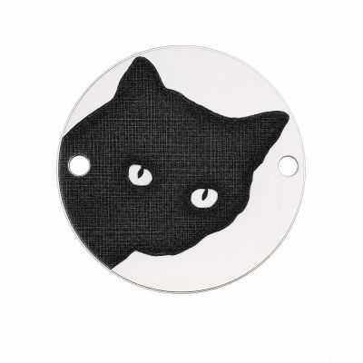 Charm brățară pisică din argint 925, gravură laser 16.5 mm E1219
