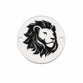 Element brățară cap de leu din argint 925, gravură laser 16.5 mm E1536