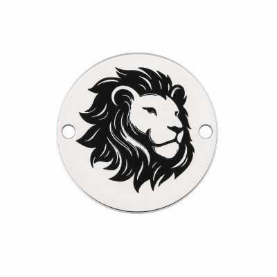 Element brățară cap de leu din argint 925, gravură laser 16.5 mm E1536