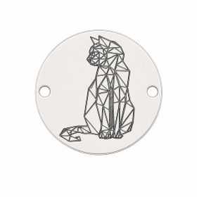 Element brățară pisică din argint 925, model geometric gravat 16.5 mm E1573