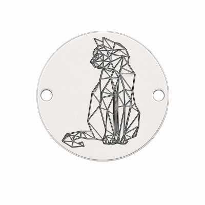 Element brățară pisică din argint 925, model geometric gravat 16.5 mm E1573