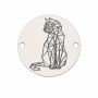 Element brățară pisică din argint 925, model geometric gravat 16.5 mm E1573
