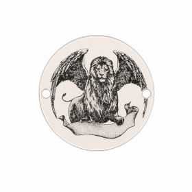 Element brățară leu înaripat din argint 925, fotogravură laser 16.5 mm E1581