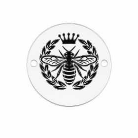 Element brățară Queen Bee din argint 925, albină regină gravată 16.5 mm E1625