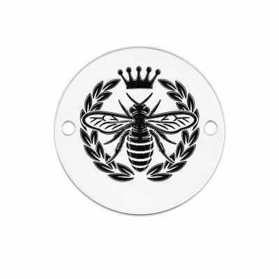 Element brățară Queen Bee din argint 925, albină regină gravată 16.5 mm E1625