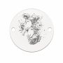 Bănuț gravat păsărică cu flori din argint 925, element brățară 16.5 mm E1686