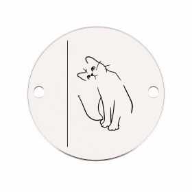 Element brățară pisică din argint 925, bănuț cu felină gravată laser 16.5 mm E1759