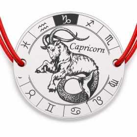 Brățară argint 925 cu bănuț zodia Capricorn, șnur reglabil — cadou pentru nativii Capricorn B-E0359
