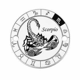 Element brățară zodie Scorpion din argint 925, gravat 16.5 mm E0356