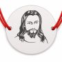 Brățară argint 925 cu bănuț chipul lui Isus, șnur reglabil — cadou creștin B-E0428